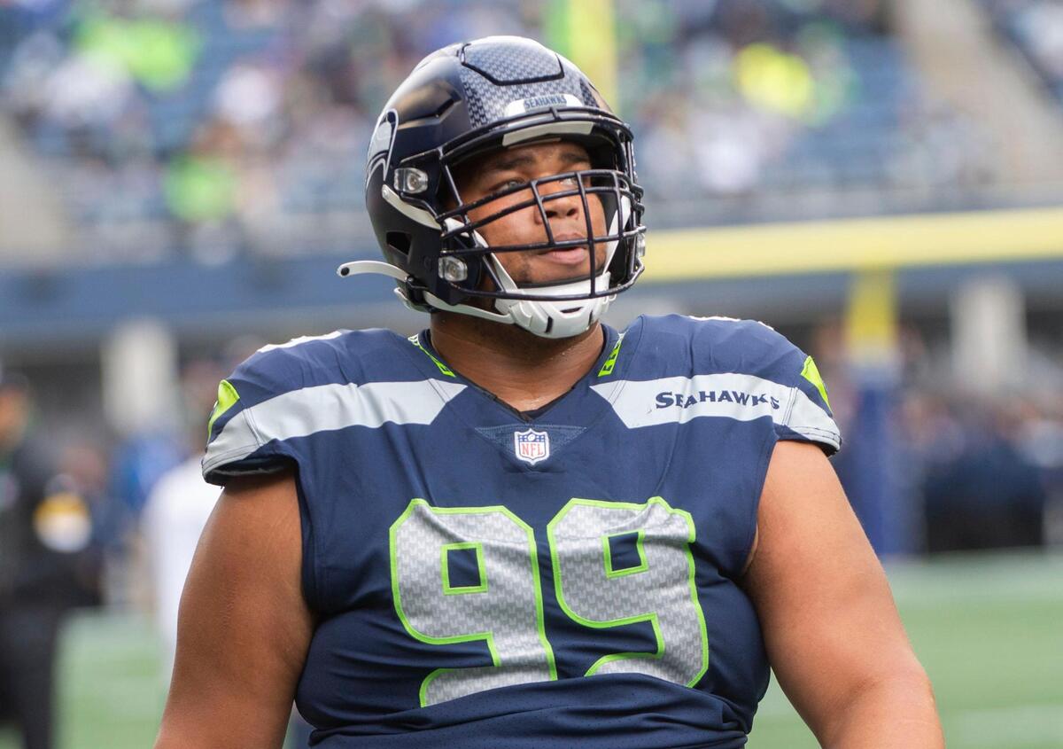 Seahawks lineman Al Woods prior to the Seattle Seahawks playing the Tennessee Titans in an NFL football game at Lumen Field in Seattle, Wash., on Sunday, Sept. 19, 2021.