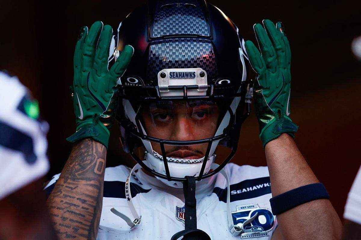 SANTA CLARA, CALIFORNIA - JANUARY 03: Jaxon Smith-Njigba #11 of the Seattle Seahawks looks on prior to a game against the San Francisco 49ers at Levi's Stadium on January 03, 2026 in Santa Clara, California. (Photo by Lachlan Cunningham/Getty Images)
