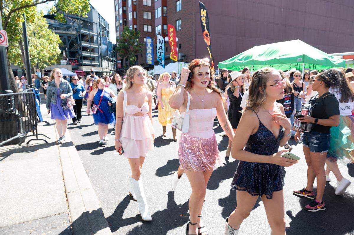 Fans outside Lumen Field for Taylor Swift’s night 1 of the Eras Tour in Seattle.