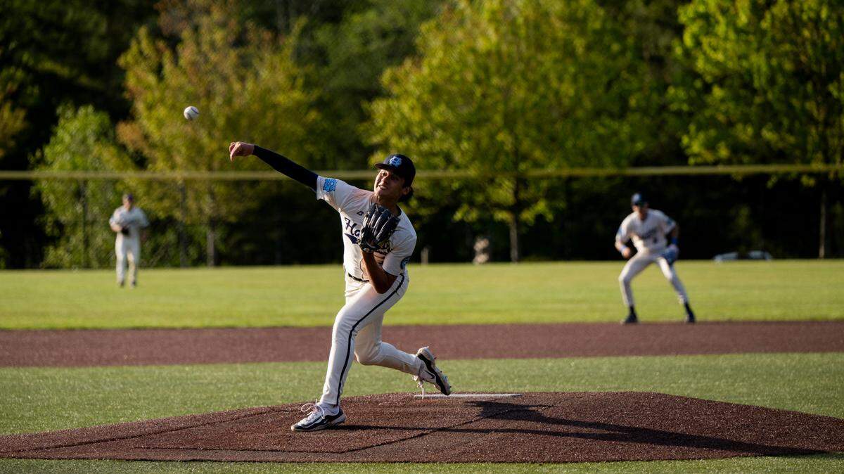 Gig Harbor’s Quentin Bockhorn (2) pitches during the baseball game at Sehmel Homestead Park, on Wednesday, April 30, 2025, in Gig Harbor, Wash.