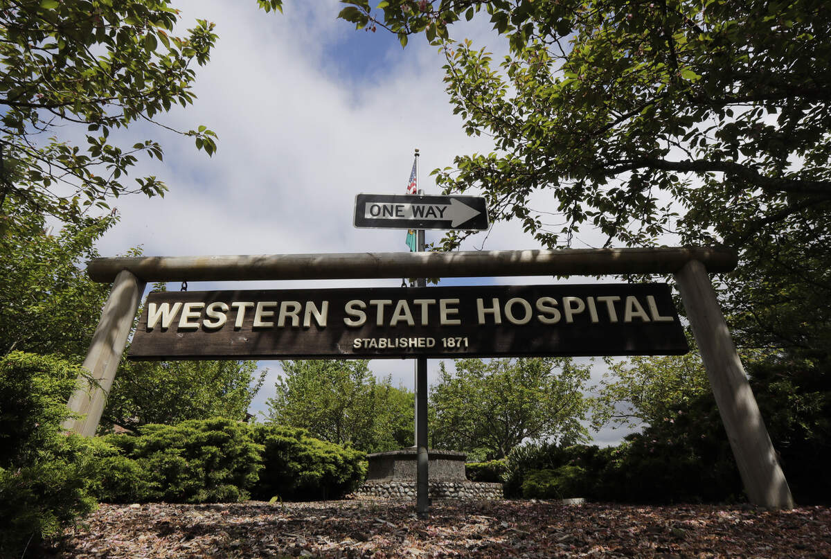 A sign for Western State Hospital is shown Friday, May 11, 2018, in Lakewood.