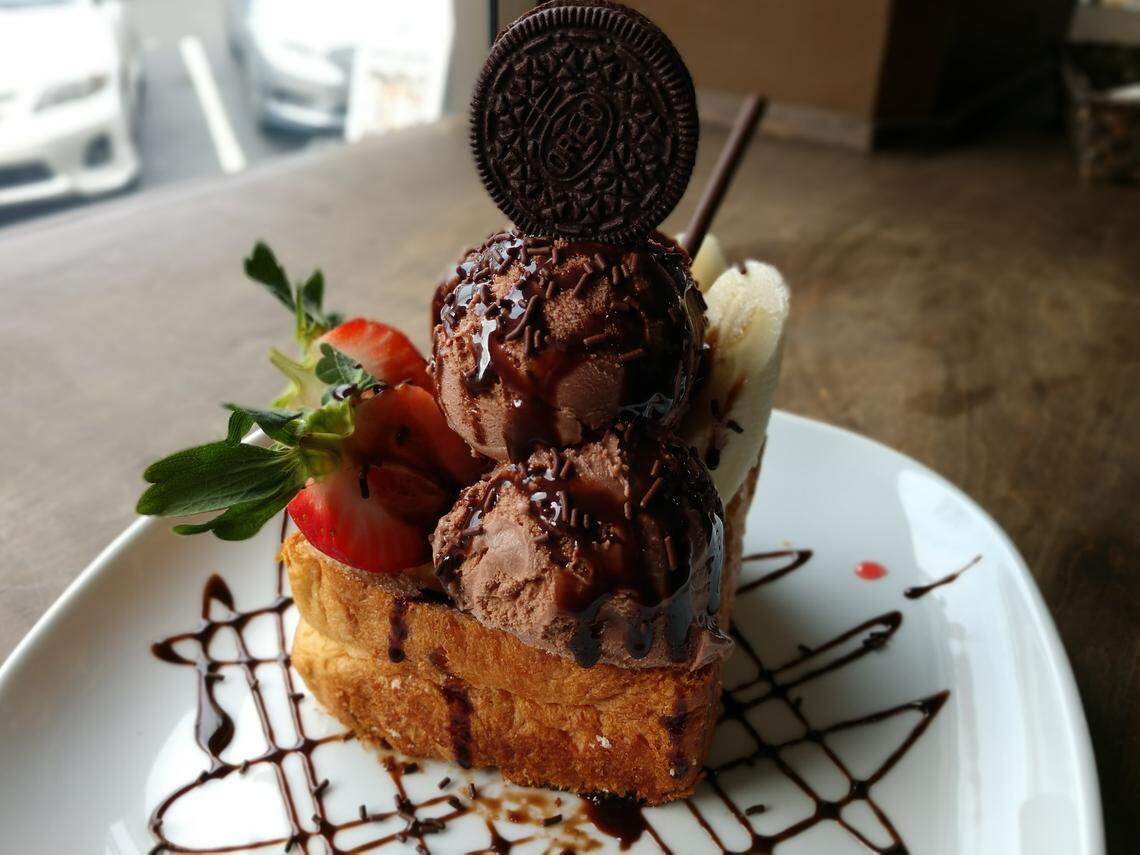 The chocolate lover’s brick toast from Infinitea Cafe in downtown Tacoma.