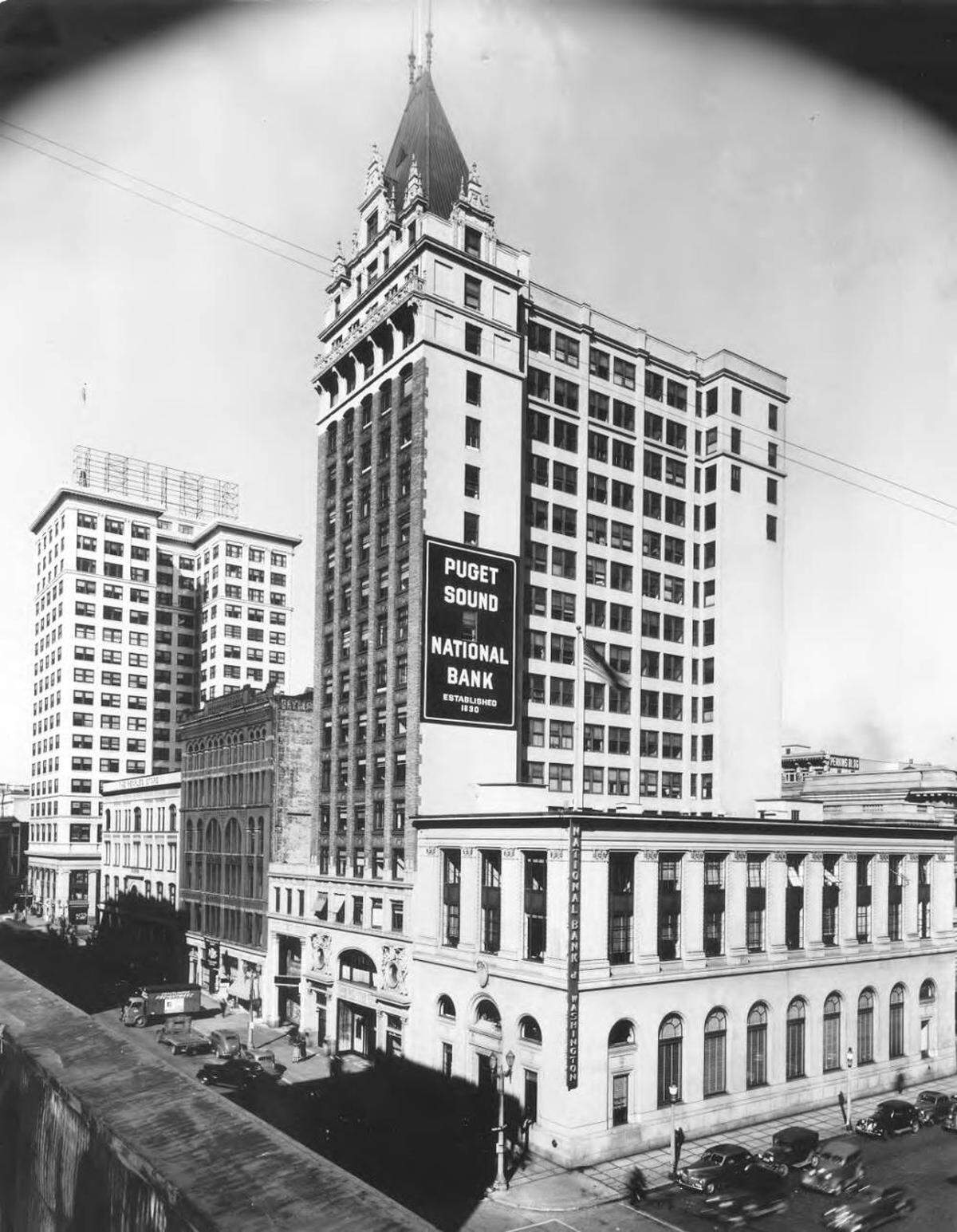 View of Puget Sound National Bank at 1119 Pacific Ave. around 1941. 