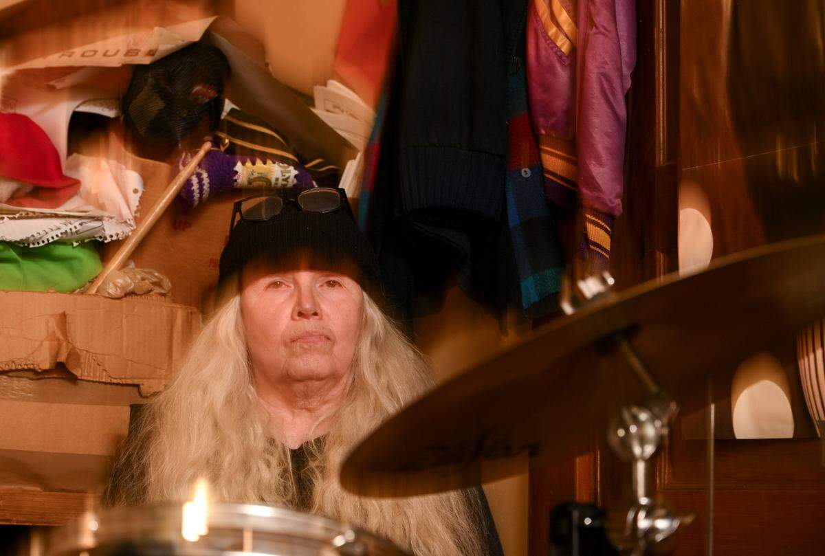 Bon Von Wheelie behind the drums with Girl Trouble at The Compound, Thursday, Aug. 24, 2023, Tacoma, Wash.