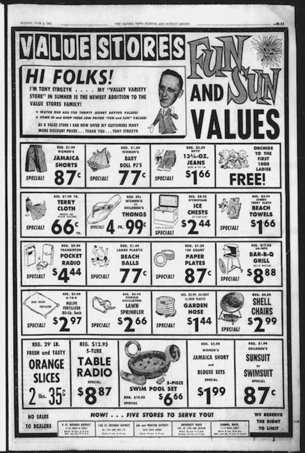 Valley Variety in downtown Sumner served the community from 1961-1978. Store owner Tony Strozyk sold seasonal merchandise, sewing supplies, sunflower seeds, clothing, toys, candies and trinkets, among other items.