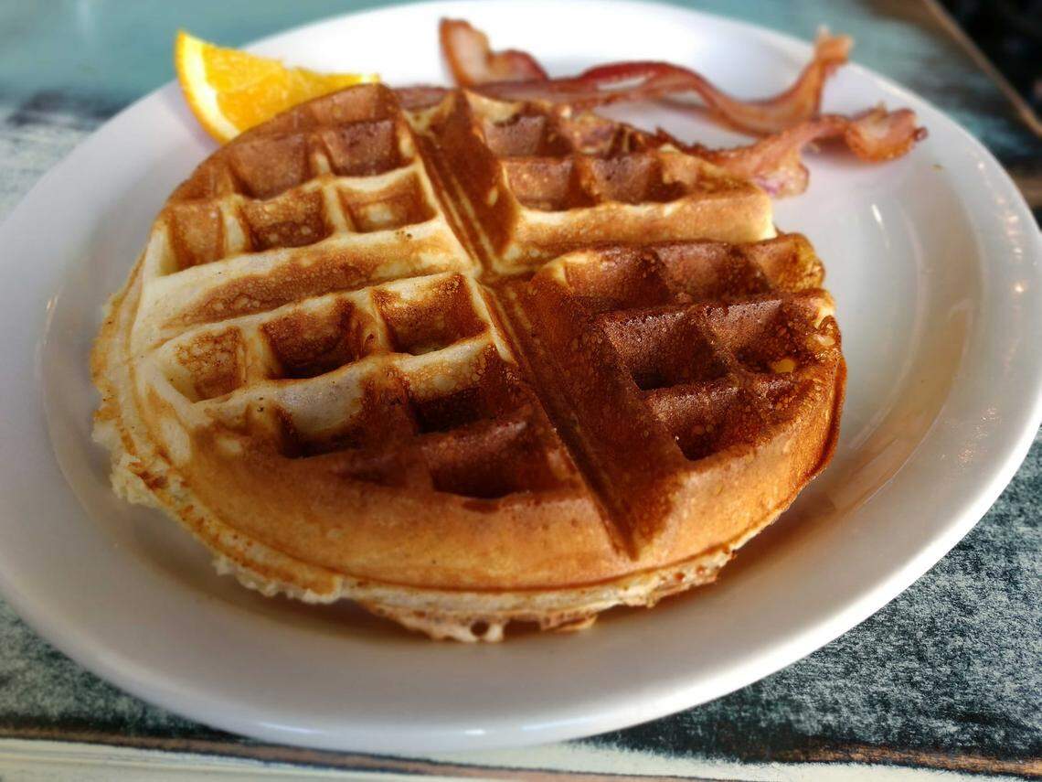 A waffle and bacon from Meridian Cafe in downtown Puyallup.