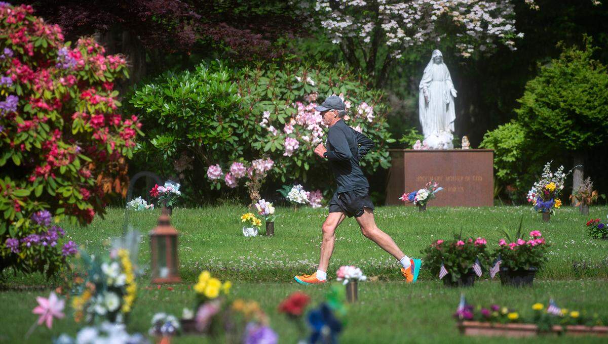 Tacoma native Sam Ring won the inaugural Sound to Narrows run 50 years ago and - as one of the eight remaining “Everytimers” - hasn’t missed a race since. He is shown during a training run at the New Tacoma Cemetery in University Place, Washington on Wednesday, June 8, 2022.