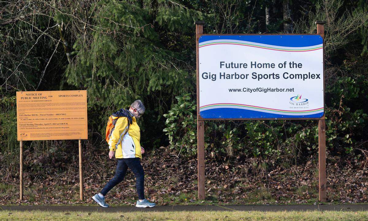 The site of the planned Gig Harbor Sports Complex along Harbor Hills Drive in Gig Harbor, Washington.