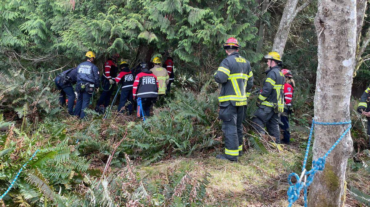 A technical rescue is ongoing for a person who fell off some cliffs at the Dalco Passage Viewpoint.