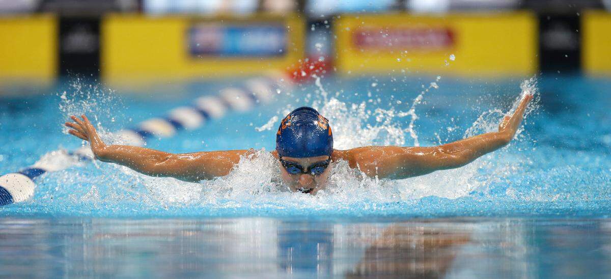 Ariana Kukors swims in the women’s 200-meter individual medley preliminaries at the U.S. Olympic swimming trials on Wednesday, June 27, 2012, in Omaha, Neb. (AP Photo/Mark Humphrey)