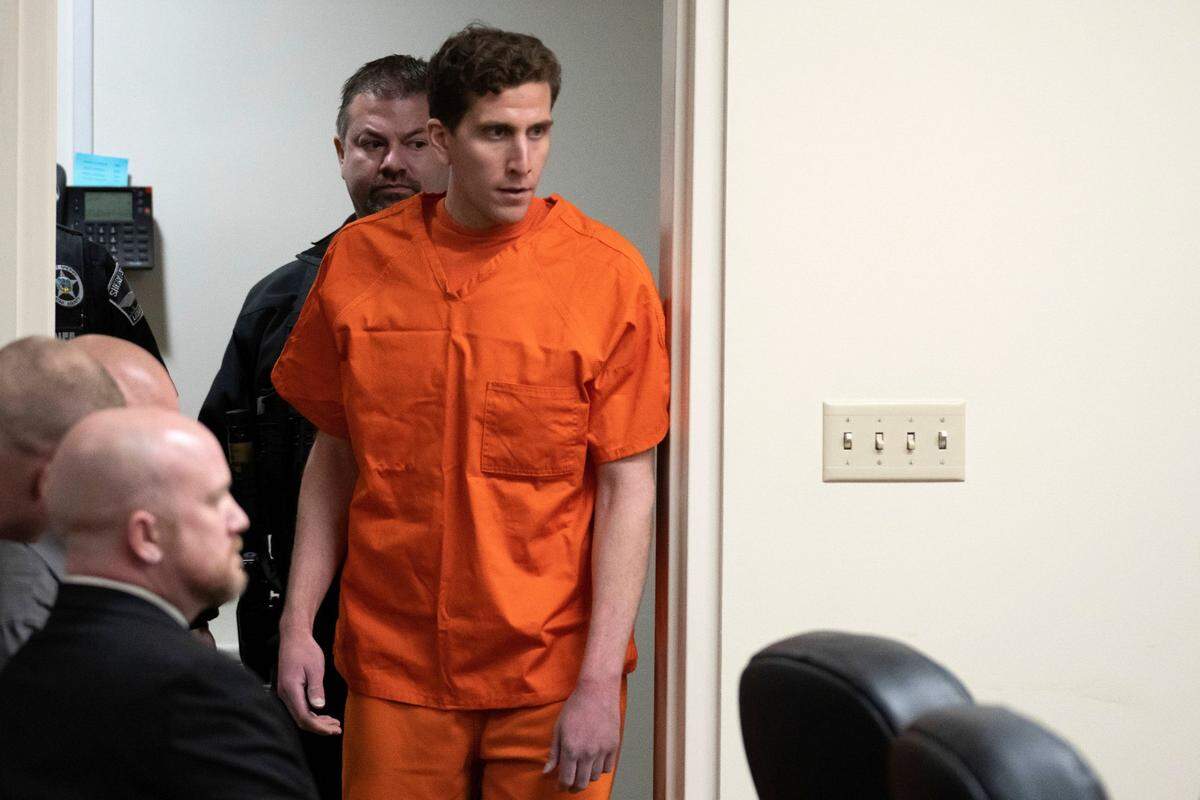 Bryan Kohberger, right, who is accused of killing four University of Idaho students in November 2022, appears at a hearing in Latah County District Court.