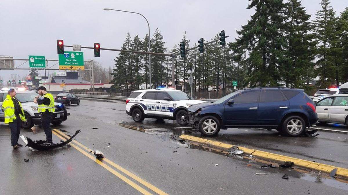 A police pursuit following a drive by shooting led to a car crash in Parkland Saturday.