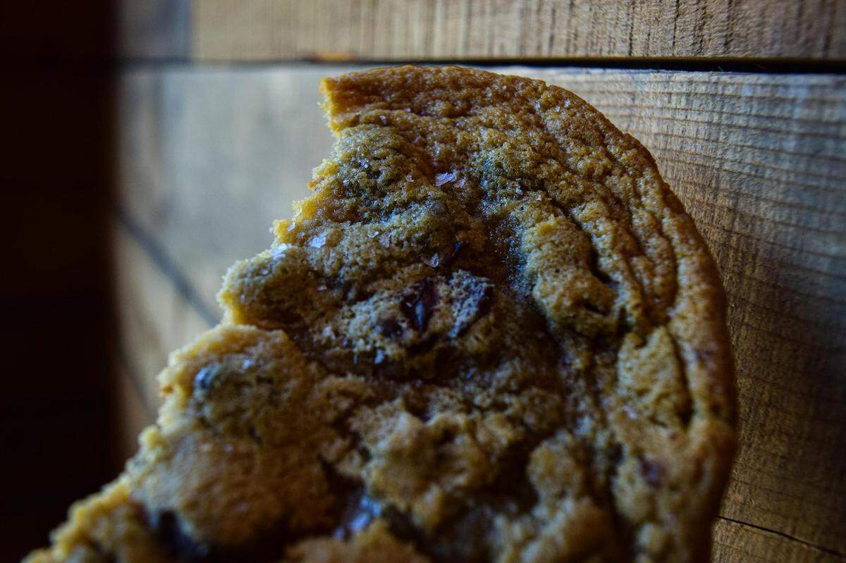 This thin, crispy, chewy chocolate chip cookie, finished with sea salt, at Wren’s Nest Baking Co. is gluten-free and vegan, but you’d never know.