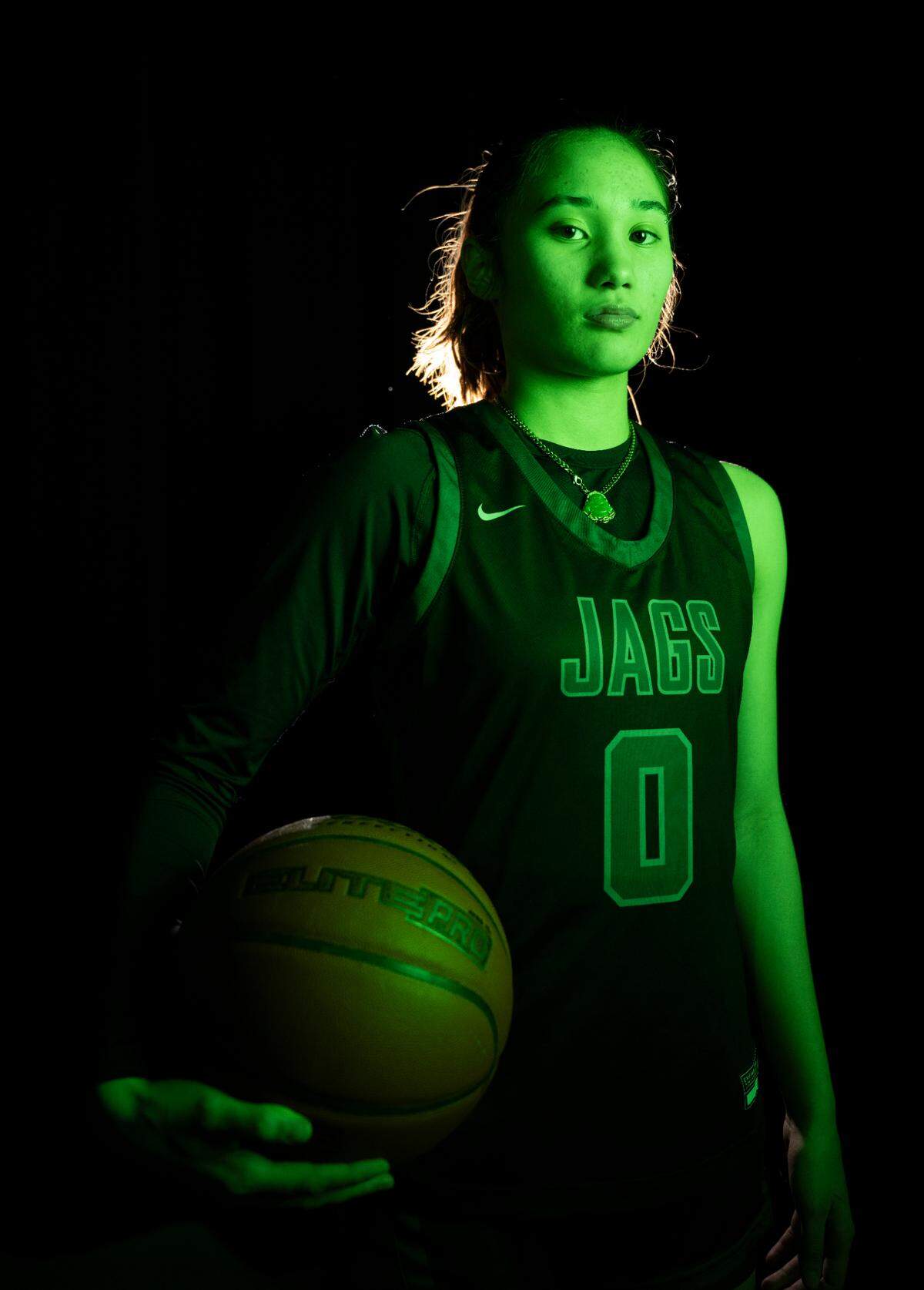 Emerald Ridge’s Naomi Senato poses for a portrait after being selected as The News Tribune’s 2023 All-Area basketball first team, at Silas High School, on Sunday, March 17, 2024 in Tacoma, Wash.