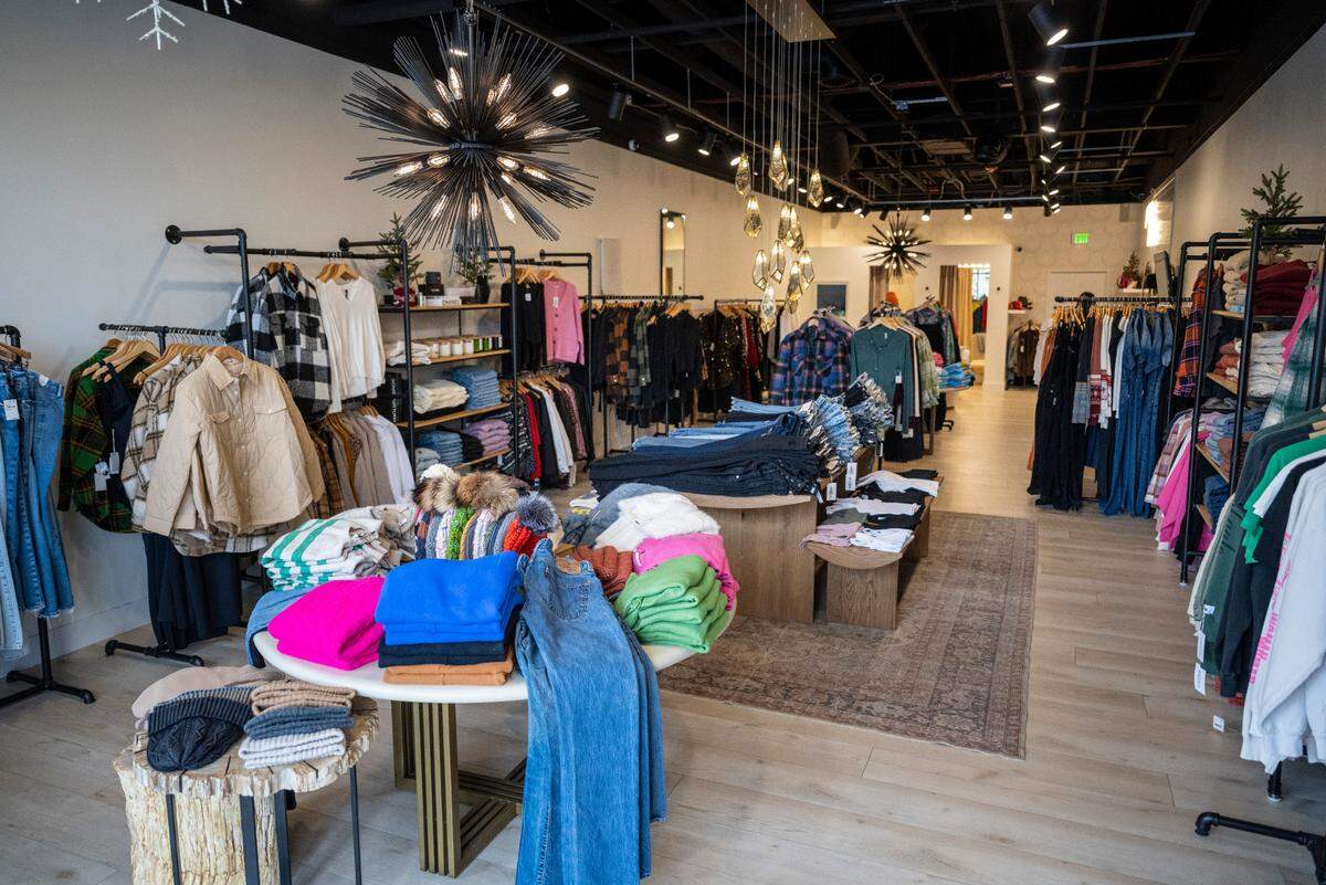 A view of the inside of R Storie, a new women’s clothing boutique, on Nov. 30, 2022. R Storie owner Rachel Peirce opened her shop in October 2022 in Gig Harbor after working for Nordstrom for over 20 years.