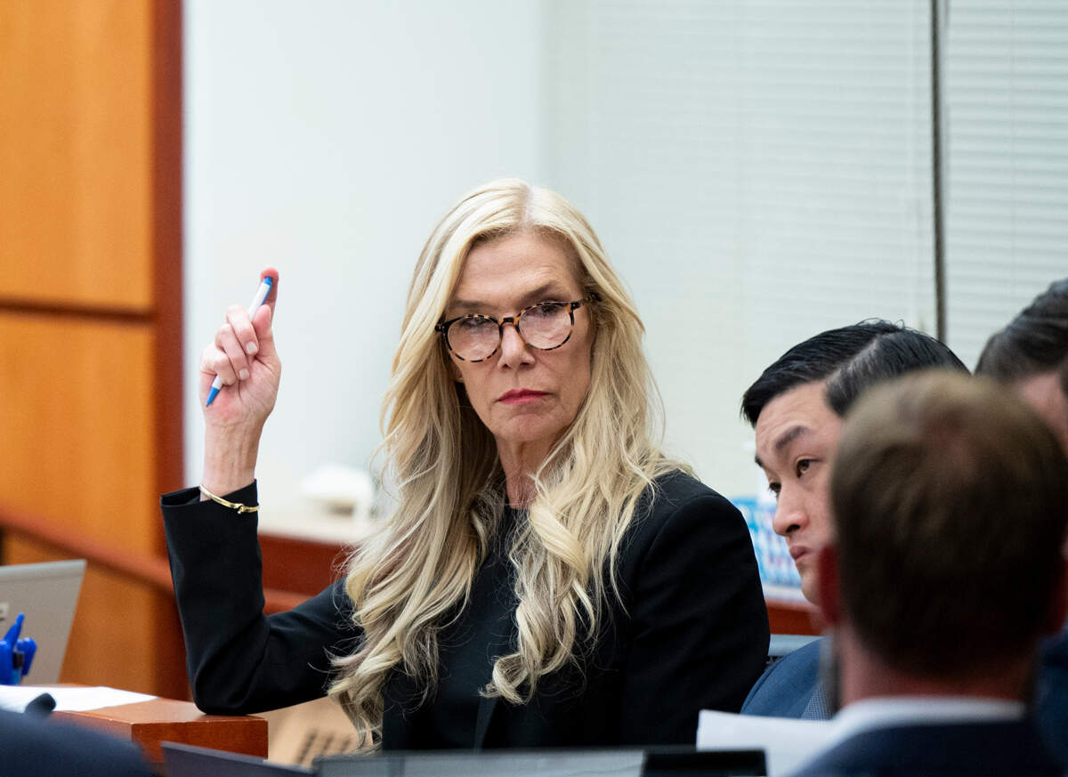 Defense attorney Anne Bremner raises an objection during the trial of Tacoma police officers Christopher Burbank, Matthew Collins and Timothy Rankine in the killing of Manuel Ellis at Pierce County Superior Court on Tuesday.