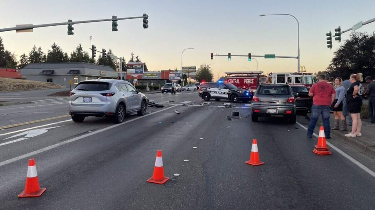 A three car crash blocked all of northbound traffic on State Route 161 and 120th Street East, according to the Washington State Patrol.