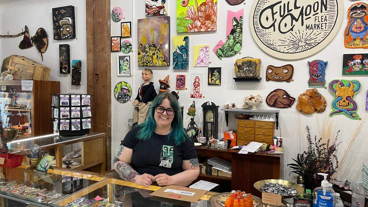 Full Moon Flea Market owner Selena Luna poses for a portrait in the brick-and-mortar shop on May 26, 2023. The flea market’s last day open is May 28.