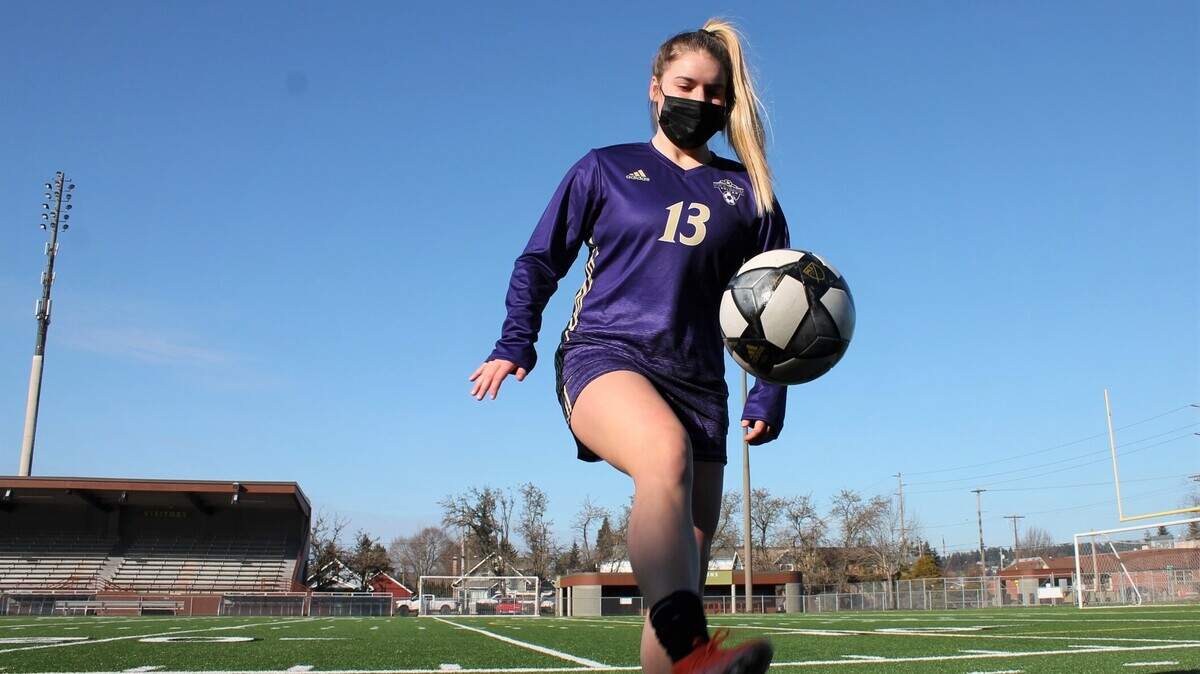 Puyallup High School junior midfield Callie Lowney, photographed here at Sparks Stadium on Monday, March 1, 2021, is one of the team’s top players.