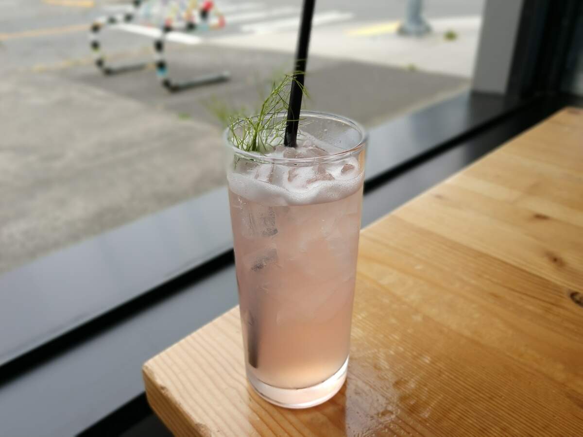 A rhubarb Collins from Primo Grill in Tacoma.