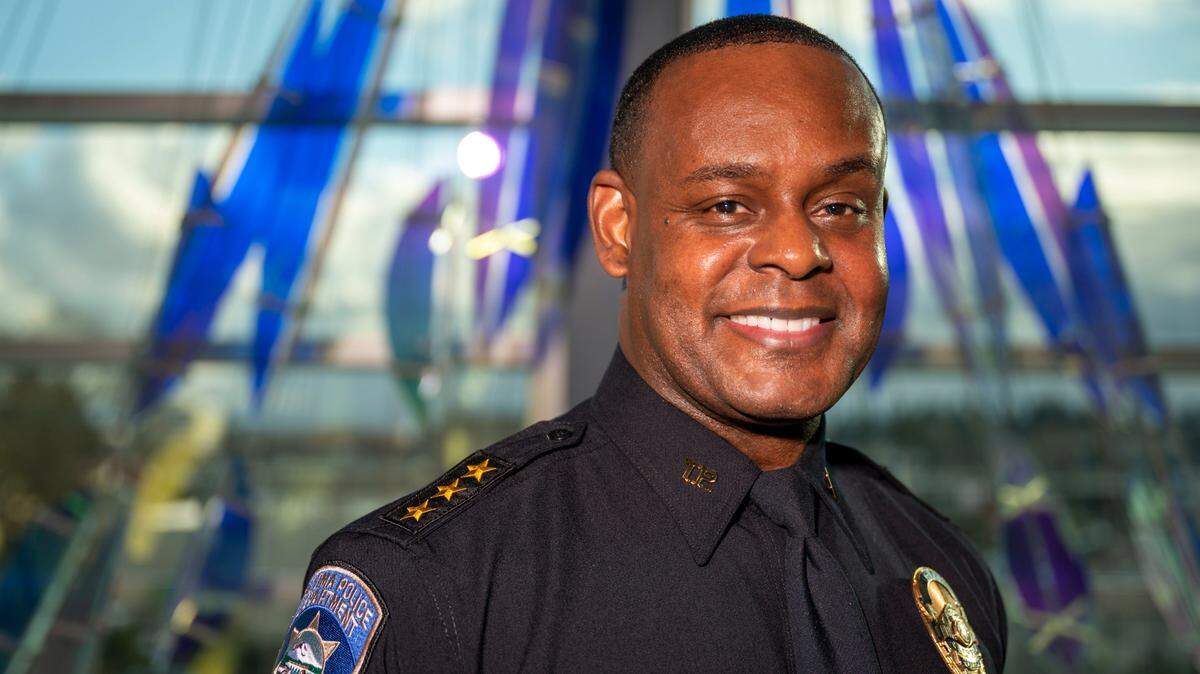 Tacoma Police Chief Avery Moore poses for a portrait at the Tacoma Police Department Headquarters on Tuesday, Feb. 15, 2022, in Tacoma, Wash.