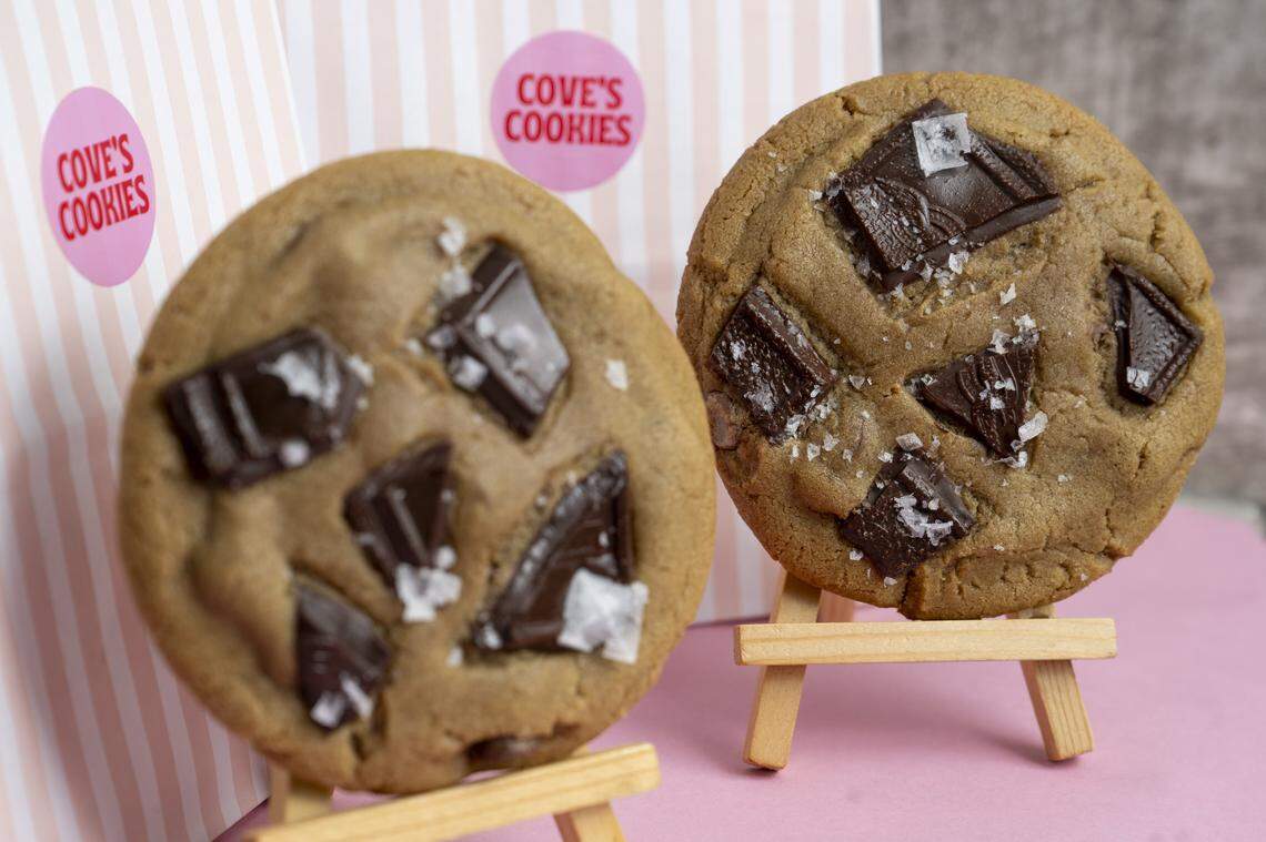 Brown butter chocolate chip cookies, which will be featured at Cove's Bakery, are pictured on Monday, Feb. 23, 2026, at the bakery's future space in downtown Tacoma, Wash.