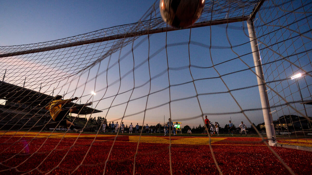 A penalty kick by Gig Harbor’s Logan Kinney ties up the match. Wilson played Gig Harbor in a soccer match at Mount Tahoma High School in Tacoma, Wash., on Thursday, May 9, 2019.