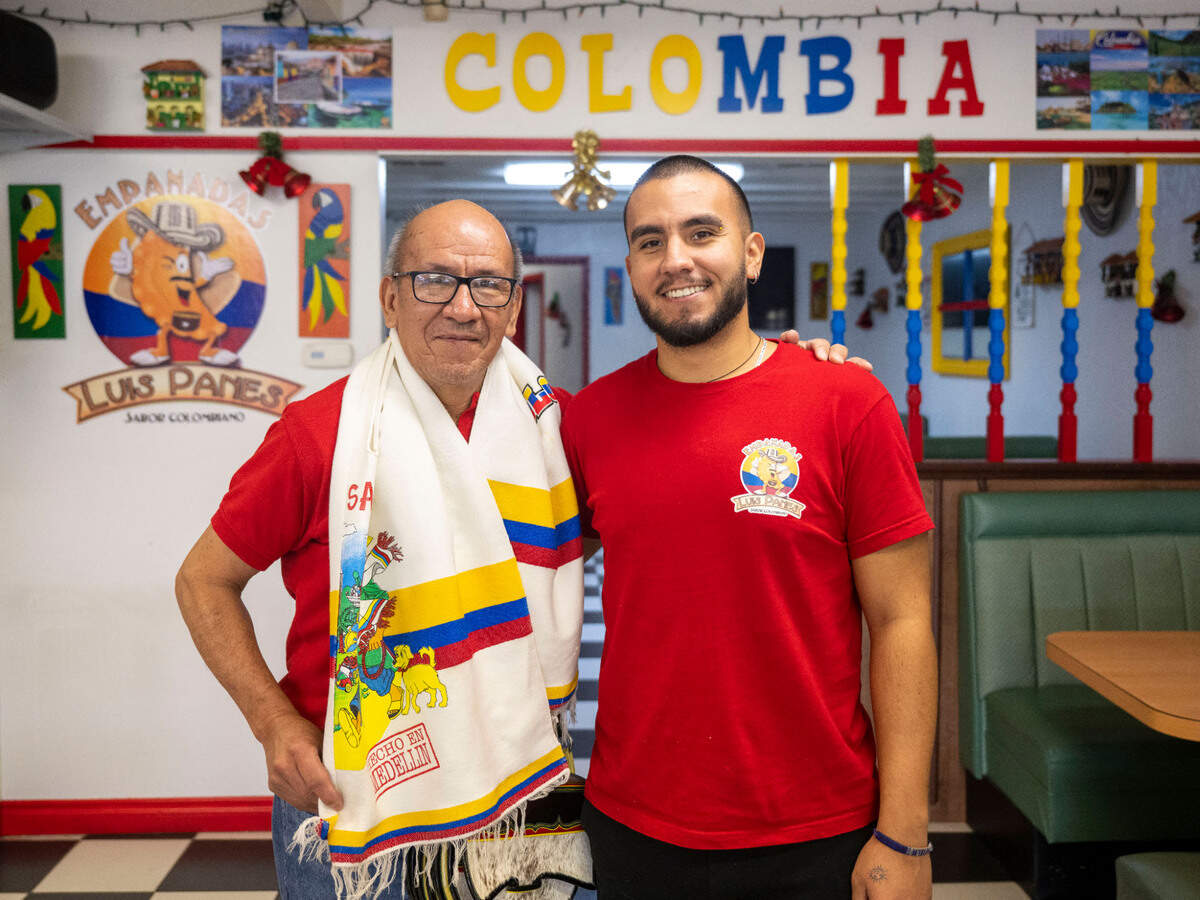 Luis Betancourt opened Sabor Colombiano Luis Panes in 2018 with his wife Gladys, at the prodding of his son and the restaurant’s manager, Sebastian Betancourt. They pose for a portrait at the restaurant in South Tacoma on Friday, Dec. 16, 2022.
