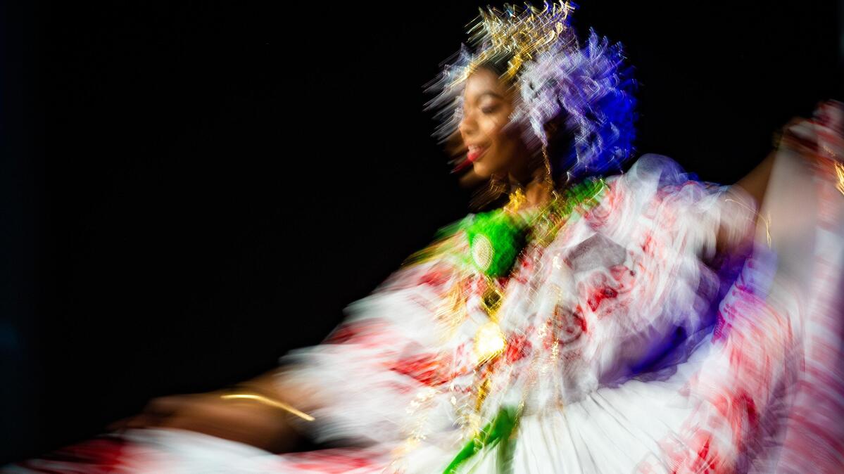 A dancer with the Las Bolas Panamania Association performs during the 32nd Annual Dr. Martin Luther King, Jr. Birthday Celebration in Tacoma on Monday, Jan. 20, 2020.