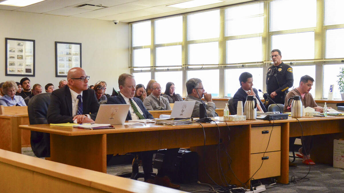 Kacy James Estes (far right) addresses the court during his sentencing hearing Thursday, July 9, 2026, for the June 26, 2022 murder of Alejandro Lloret and other offenses that stemmed from a gunfight in Tacoma.