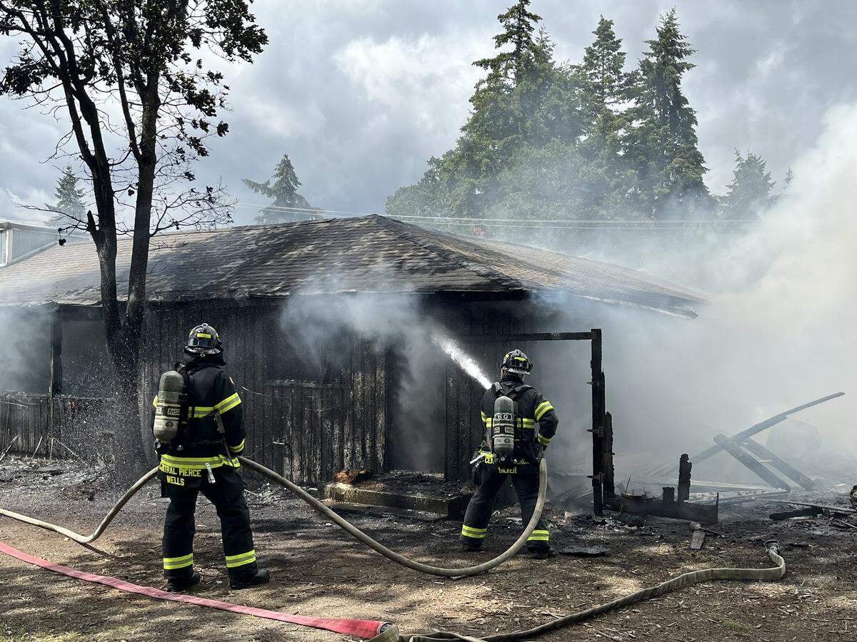 Central Pierce Fire and Rescue crews are putting out a house fire in Pierce County.