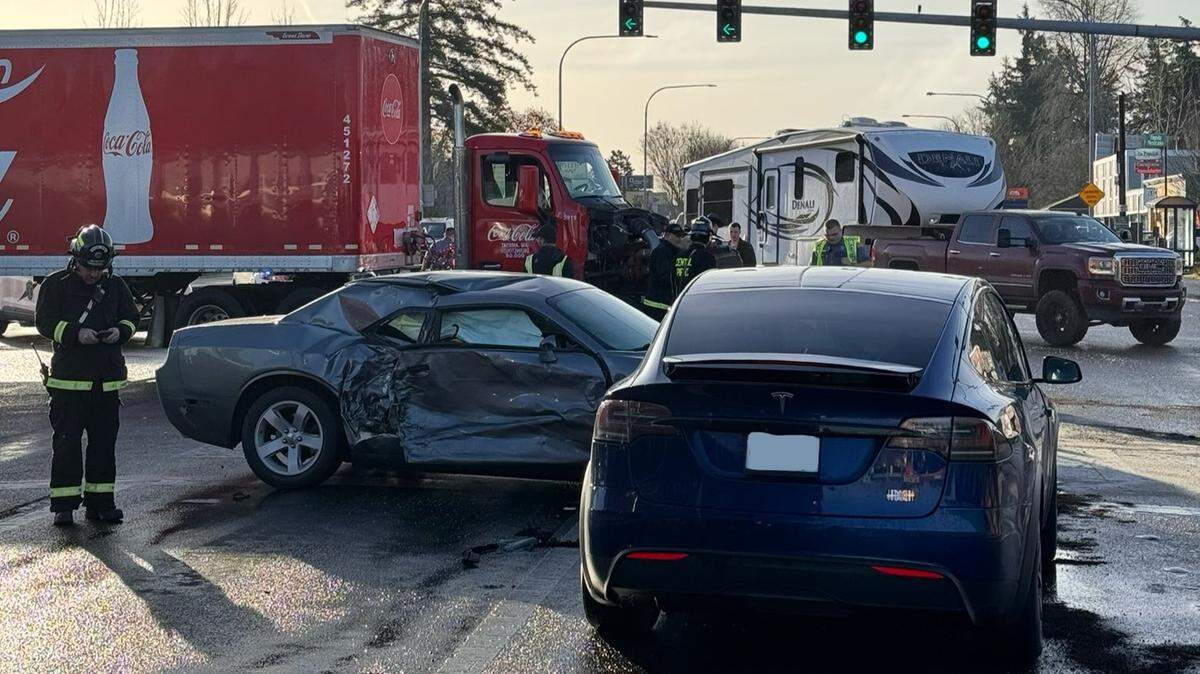 A two-car crash in Parkland is blocking an intersection on 112th Street South.