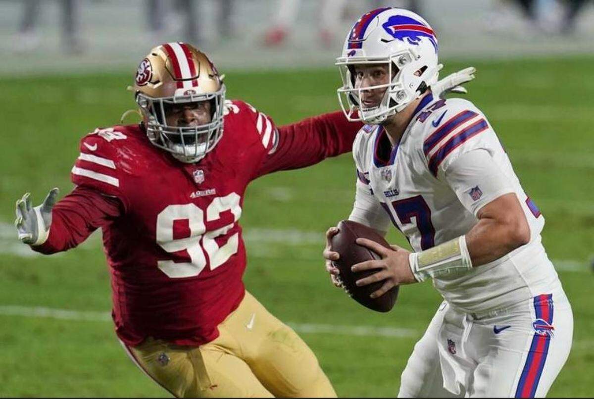 Kerry Hyder (92) took full advantage of his only season with the San Francisco 49ers. The 29-year-old defensive end had a career-high 8 1/2 sacks in 2020. That led him to his free-agent payday from the Seahawks on Tuesday.