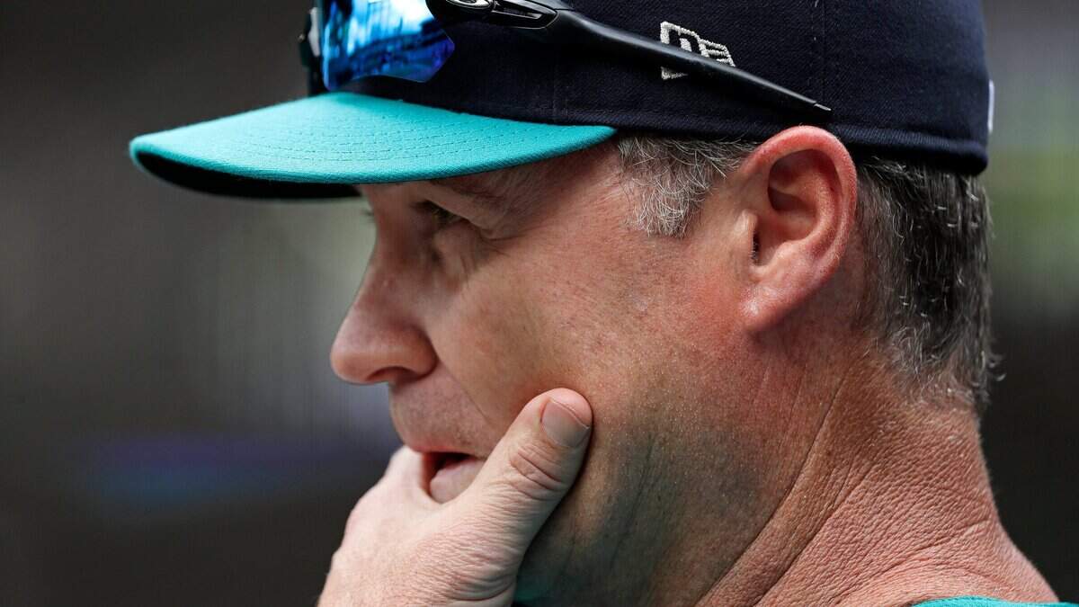 Seattle Mariners manager Scott Servais looks on against the Houston Astros in a baseball game Thursday, June 6, 2019, in Seattle. (AP Photo/Elaine Thompson)