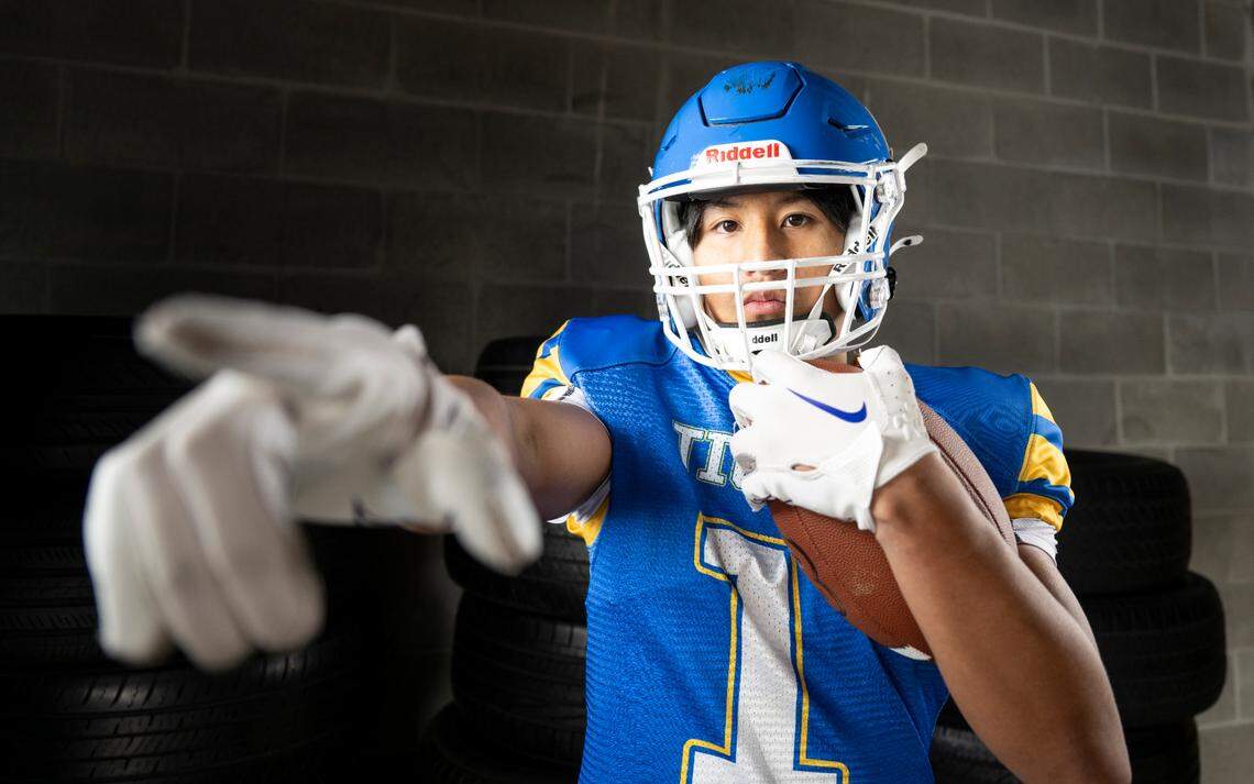 The News Tribune 2024 All-Area first-team running back selection Darius Sum, Stadium, poses for a portrait at Mount Tahoma High School, on Sunday, Dec. 8, 2024, in Tacoma.
