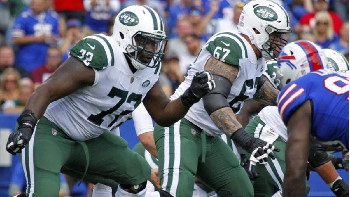 The Seahawks reportedly have an agreement on a free-agent contract with former New York Jets offensive lineman Brandon Shell, here playing right tackle for New York against Buffalo. He turned 28 last month. He has played right guard, right tackle and some extra tight end. The Jets signed former Seattle tackle George Fant this week.