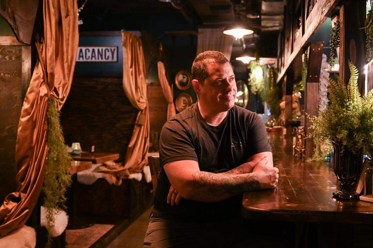 Jason Alexander, shown here on June 26, and his wife Robyn are masters of building great bars. The couple opened tiki favorite Devil’s Reef in 2018, but they have had businesses in Tacoma dating back to 2009.