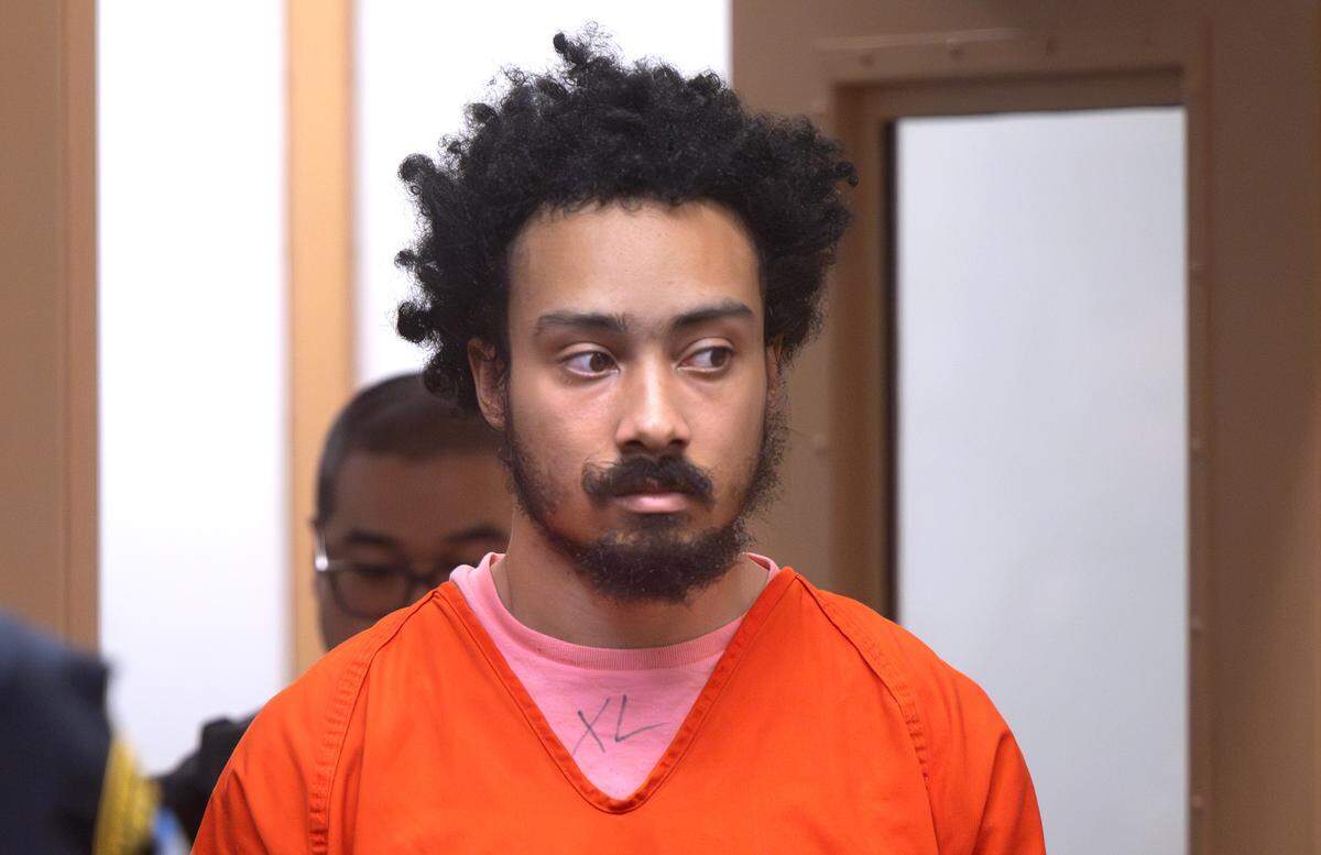 Accused Point Defiance Park stabber Nicholas Fitzgerald Matthew appears in Pierce County Superior Court in Tacoma, Washington, on Thursday, April 25, 2024. Matthew is charged with first-degree attempted murder in the stabbing of a woman walking in the park on Feb. 10.