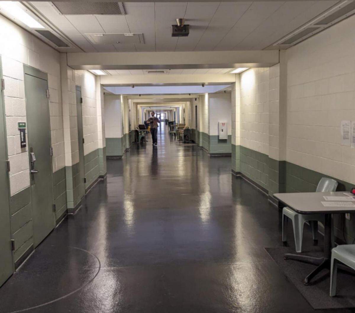 Detention area hallway in Remann Hall, the Pierce County-owned juvenile justice center.