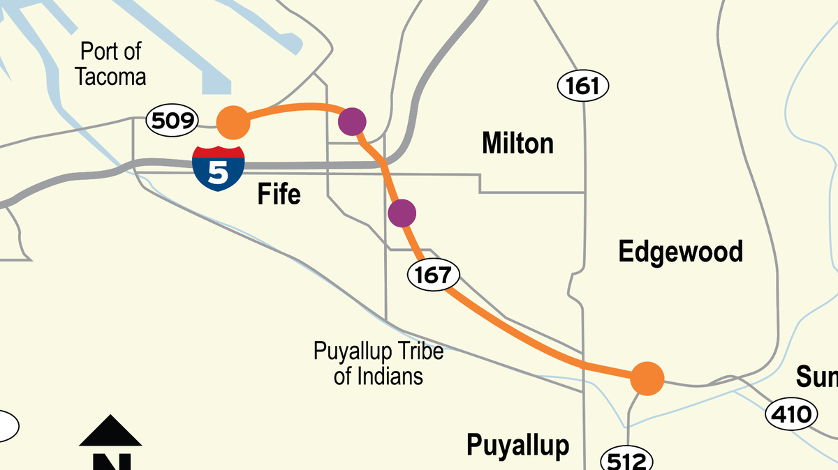 The future SR 167 expressway will run between Puyallup and the Port of Tacoma, and will be tolled electronically at two spots on the freeway, according to the Washington State Department of Transportation.