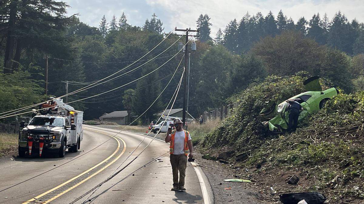 Crews respond after the collision off of Orting Kapowsin Highway East on Friday, Sept. 5 near Orting, Wash.