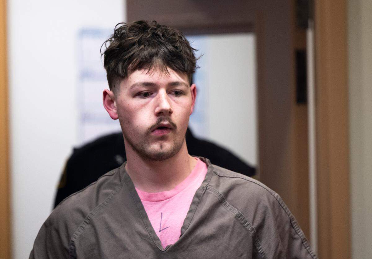 Cameron Boucher, Pierce County probationary corrections deputy, is arraigned on vehicular assault for allegedly trying to run over his ex-girlfriend, at Pierce County superior Court, on Jan. 2, 2025, in Tacoma.