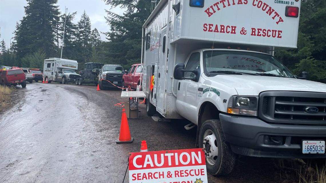 Search and rescuers are looking for a missing Seattle Fire Department deputy chief on Nov. 4, 2021, in the Cliffdell, Washington, area. He was last heard from on Nov. 2, 2021.