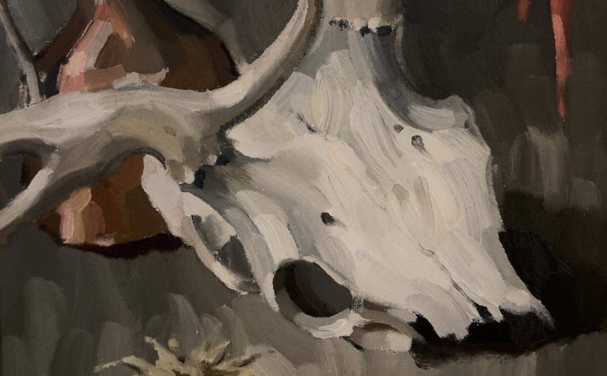 Detail of a Eugene Landry still life in the collection of Gabriel Landry.
