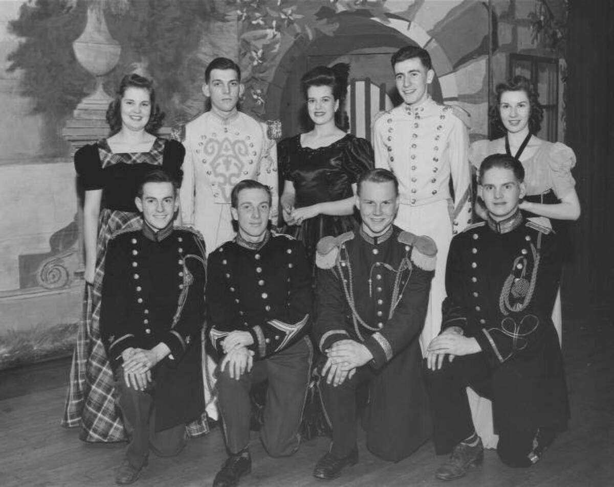 The student cast of Stadium High School’s production of “The Merry Widow” poses for a photo in 1941. Donna Mae Jaden (center, back row) had the starring role. She would go on to Hollywood fame as actress Janis Paige.