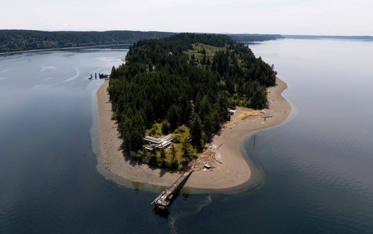 The northern shore of Ketron Island is pictured on Monday, June 23, 2025, in Pierce County, Washington. Sheriff’s Office deputies were called to the private island Sunday night for a fatal stabbing.