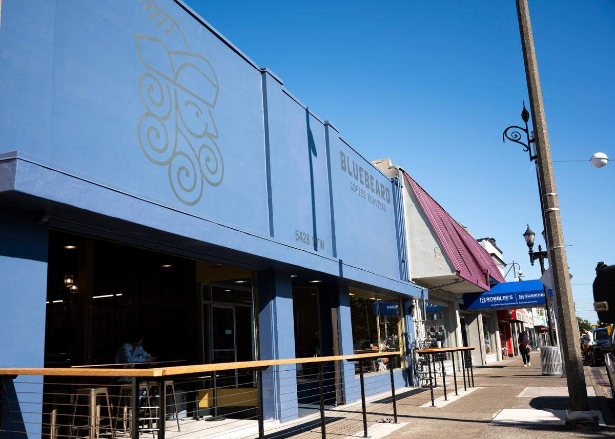The 1928 building, long a furniture store, has been completely restored to accommodate Bluebeard's German-made roaster, office space and a spacious, airy cafe.