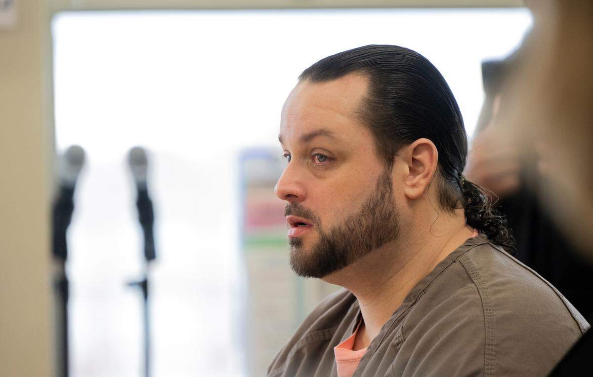 Zakery Bonds, 40, is sentenced for the March 2022 DUI vehicular homicide and vehicular assault, at Pierce County Superior Court, on Friday, Feb. 7, 2025, in Tacoma.