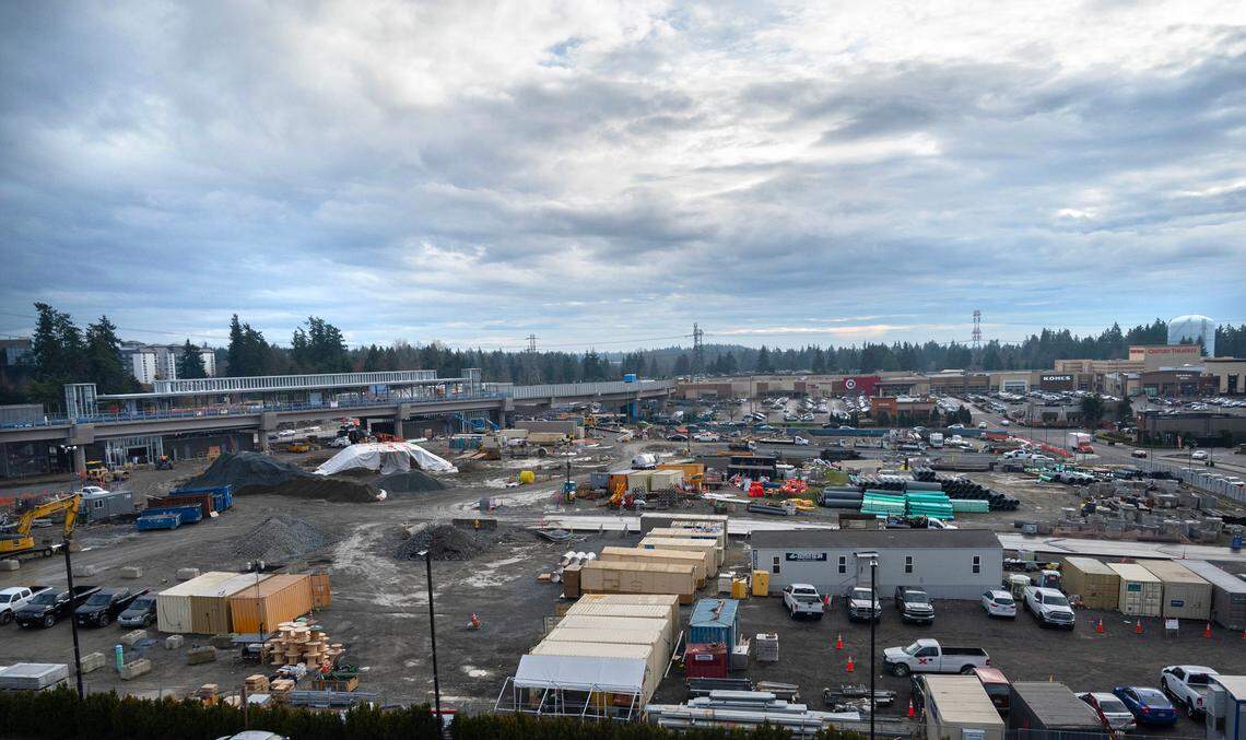 The Federal Way Link Extension under construction at the Federal Way Downtown Station in Federal Way, Washington, on Monday, Dec. 18, 2023.