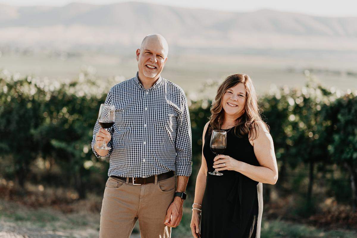 Spruce Hill Winery co-owners Mark and Jo Bader plan to open a tasting room in Gig Harbor in mid-January 2026.